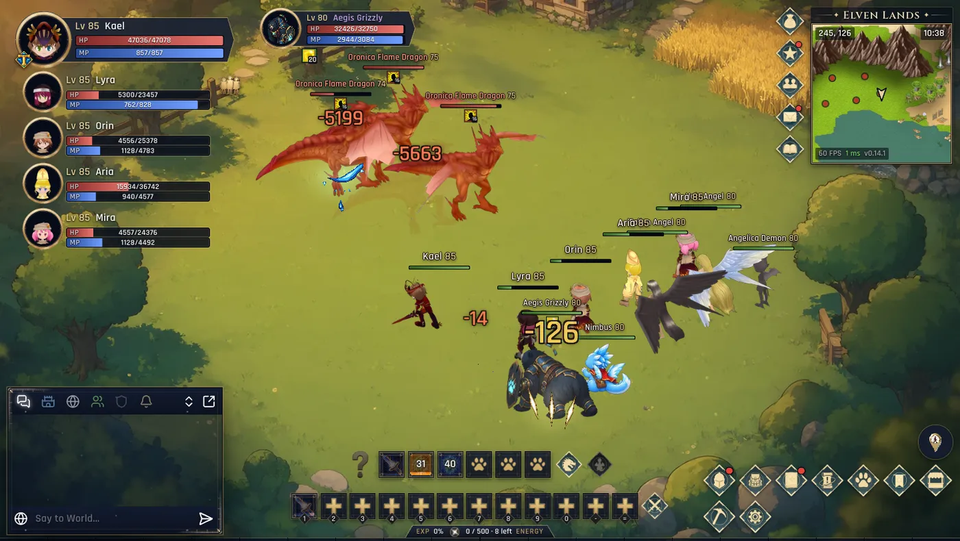 A party fight against Flame Dragons